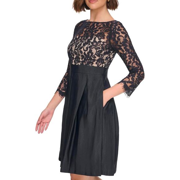 Eliza J Womens 3/4 Sleeve Boat Neck Knee Length - Picture 2 of 8